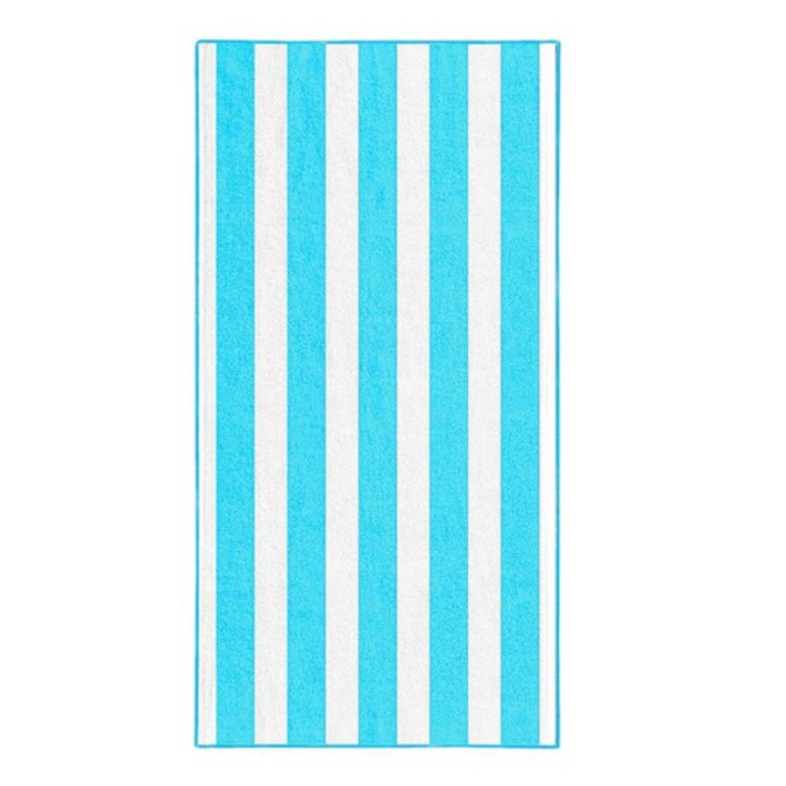 Mikroszálas törölköző türkiz csíkokkal strandra 75x150cm