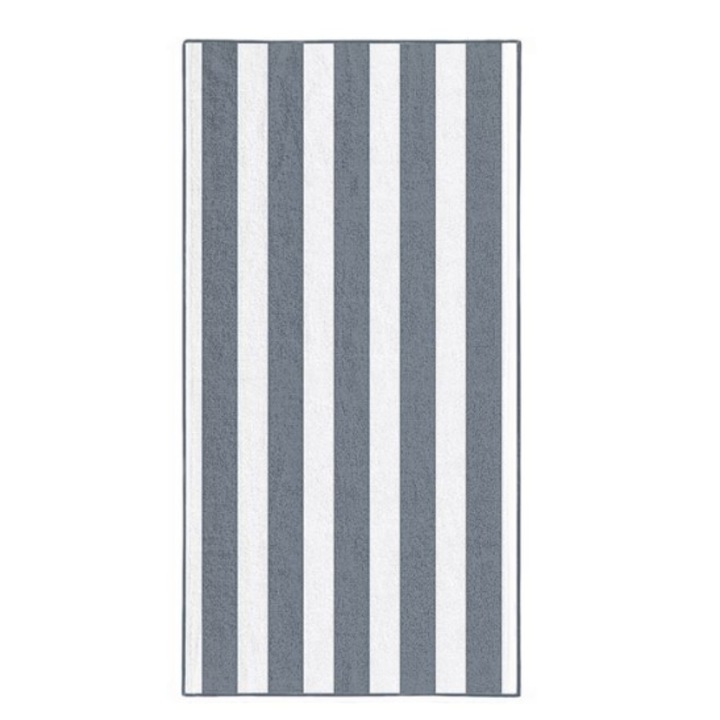Микрофибърна кърпа със сиви райета за плаж 75х150см