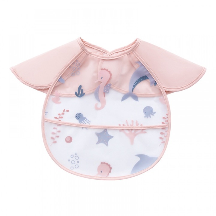 RUIOMII vízálló előke, 3D zseb, tépőzáras, rózsaszín