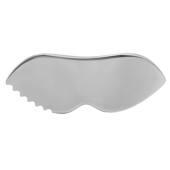 Placa de masaj Gua Sha Comb, Inox, Argintiu