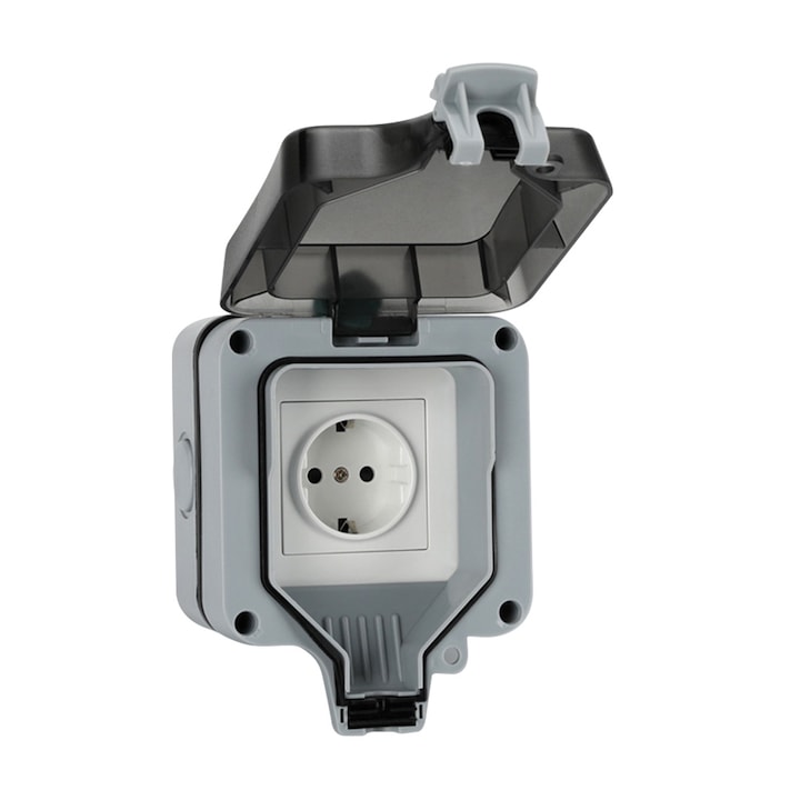 Priza exterior, Begleri®, Rezistenta la ploaie IP66, Material PC, staniu fosfor bronz, Potrivit pentru gradinarit, Gri