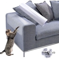 Folii Protectie Impotriva Zgarieturilor de Pisici si Caini pentru Obiecte din Lemn sau Material Textil, 45*300cm, Pat, Canapea, Scaun, Usa, Covor, Polietilena Autoadeziva, Rezistenta la Apa, 41 agrafe, Transparent