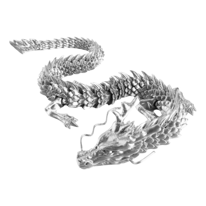 3D фигурка на дракон, Пластмаса, 30см, Сребрист