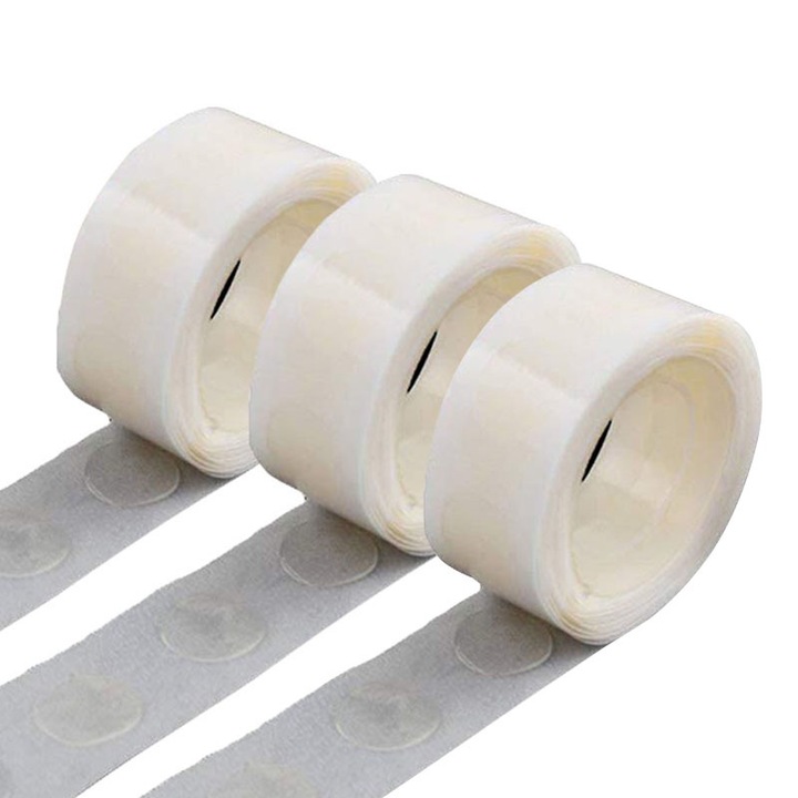 Двустранно залепващо тиксо на точки, прозрачно, водоустойчиво, без следи, за балони или сватбена украса, 300 точки