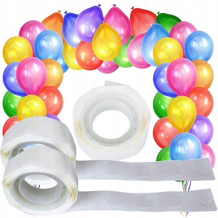 Banda adeziva dubla fata in puncte, transparenta, impermeabila, fara urme, pentru baloane sau decoratiuni de nunta, 300 puncte