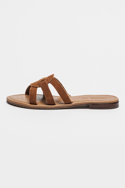 Geox, Papuci de piele intoarsa Sozy, Maro cognac, 37