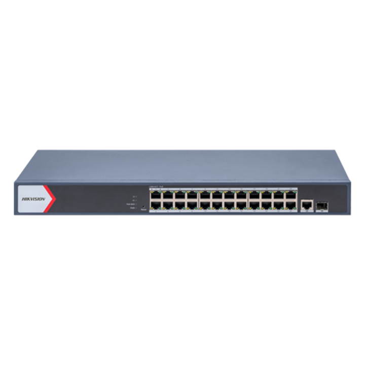 Switch 24 Gigabit PoE порта, 1 Gigabit RJ45 порт, 1 Gigabit SFP порт, Smart Management, HIKVISION, DS-3E1526P-EI