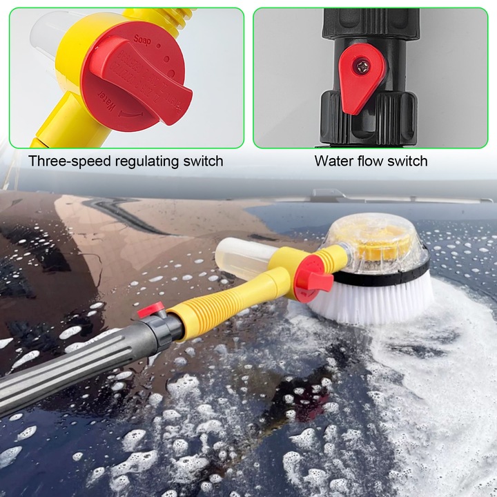 Set perii de spalat auto cu maner telescopic gxwcyi, rotative 360°, multifunctionale, 100cm