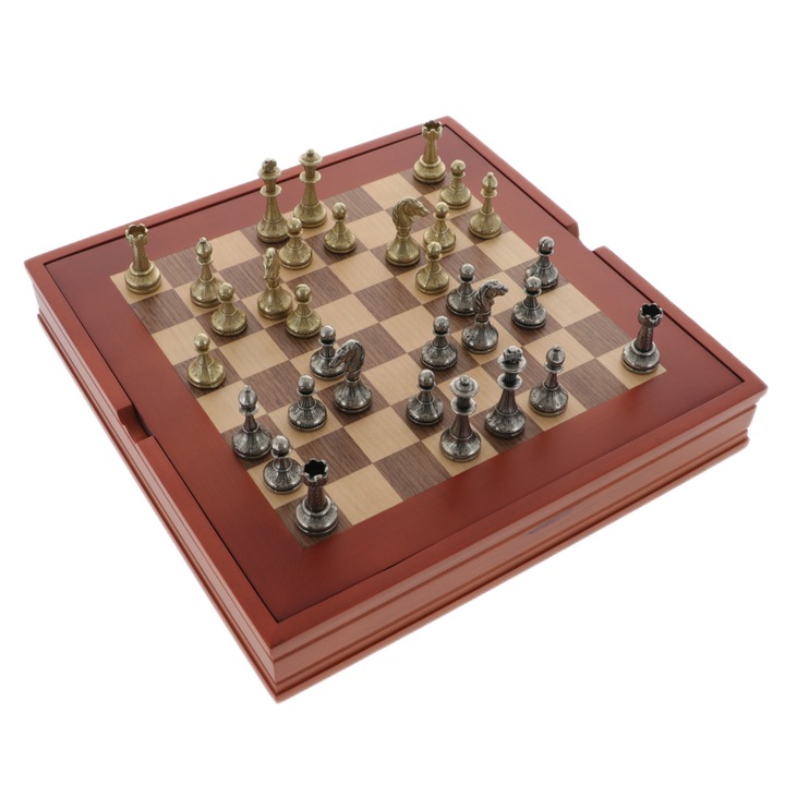 Sah elegant cutie lemn 28cm si piese metalice