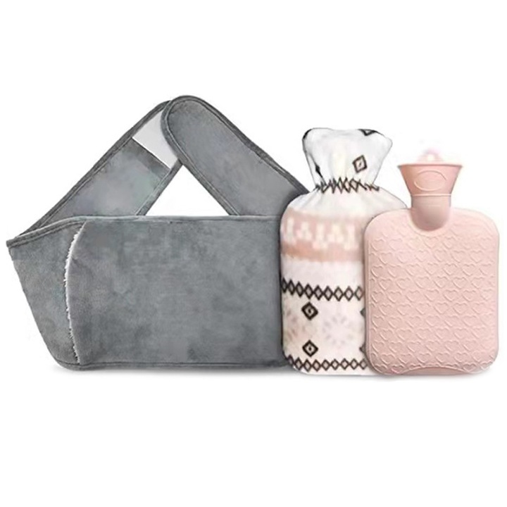 Centura cu perna pentru apa calda, NUODWELL, Cu o husa de plus, Mentinerea durabila a temperaturii, Sigur si fara scurgeri, Usor de folosit, Pentru gat, spate, umeri, picioare, talie calda, Multicolor