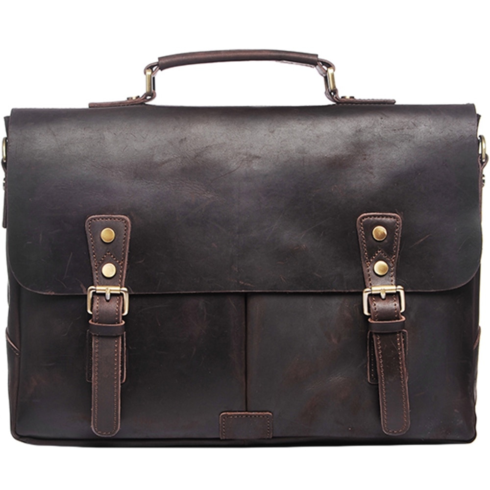 Geanta / Servieta pentru barbati, compartiment interior pentru laptop de 15.6 inch, VINTAGE STYLE, din piele naturala este rezistenta la apa, JOLAR. YD-8048DKBN Maro inchis
