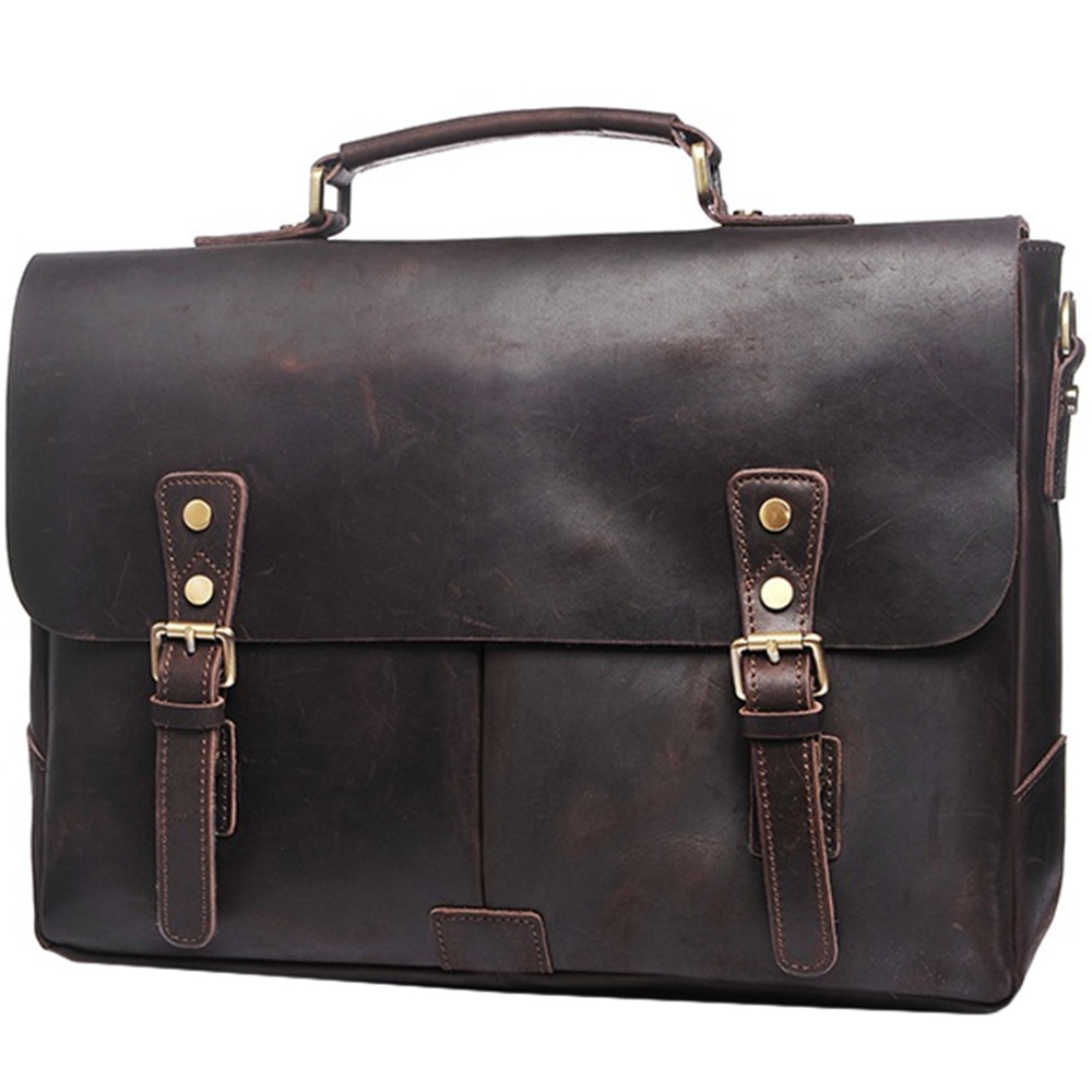Geanta / Servieta pentru barbati, compartiment interior pentru laptop de 15.6 inch, VINTAGE STYLE, din piele naturala este rezistenta la apa, JOLAR. YD-8048DKBN Maro inchis