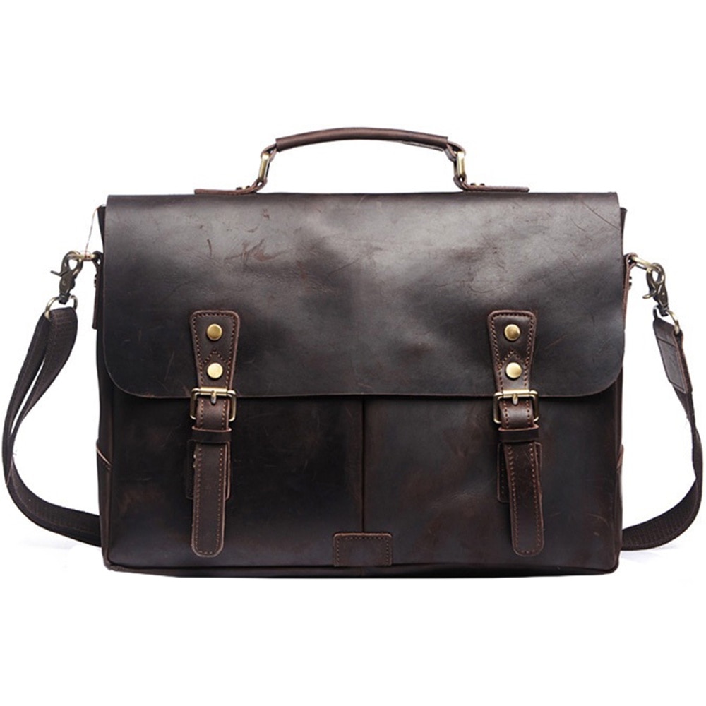 Geanta / Servieta pentru barbati, compartiment interior pentru laptop de 15.6 inch, VINTAGE STYLE, din piele naturala este rezistenta la apa, JOLAR. YD-8048DKBN Maro inchis