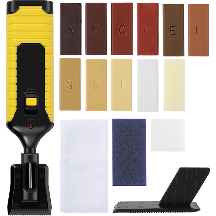 Kit Reparare Parchet si pardoseli laminate, Rqiurpn, Accesorii, Polimer, 17 piese/set, Multicolor