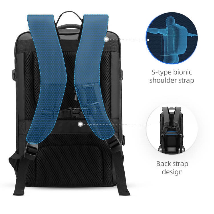 Rucsac Mark Ryden Pentru Laptop 17.3 inch, Tableta 11 inch, Extensibil de la 26L pana la 39L, Port USB, Total Impermeabil, Sistem Antifurt, Spatios, negru