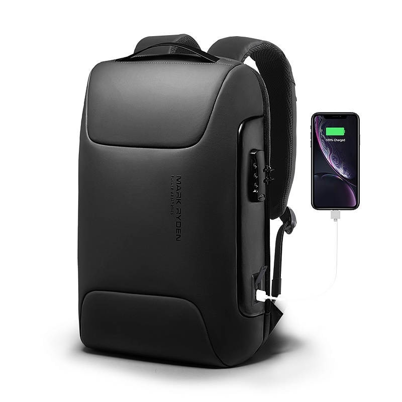 Rucsac Mark Ryden Pentru Laptop 15.6" si Tableta 9.7", 26L, Blocare TSA, port USB si micro USB, Total Impermeabil plus Compartiment Impermeabil, Sistem Antifurt, negru