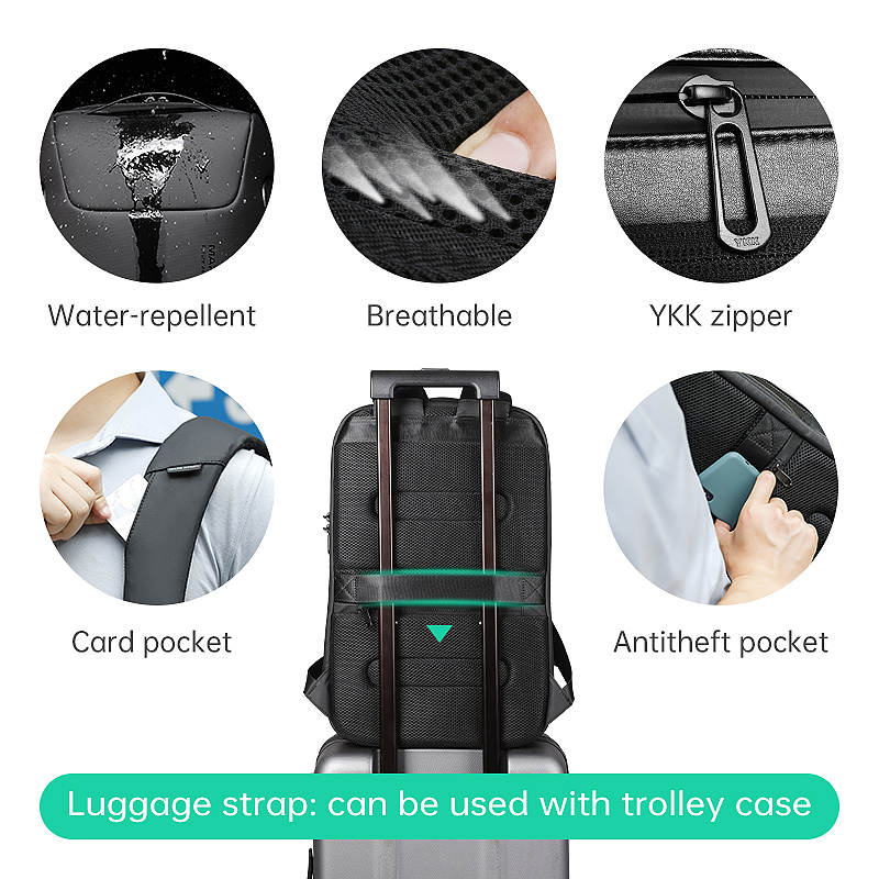 Rucsac Mark Ryden Pentru Laptop 15.6" si Tableta 9.7", 26L, Blocare TSA, port USB si micro USB, Total Impermeabil plus Compartiment Impermeabil, Sistem Antifurt, negru