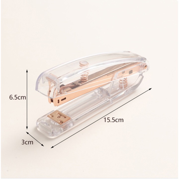 Capsator birou, transparent auriu mat, 1000 capse, 14x4x5cm
