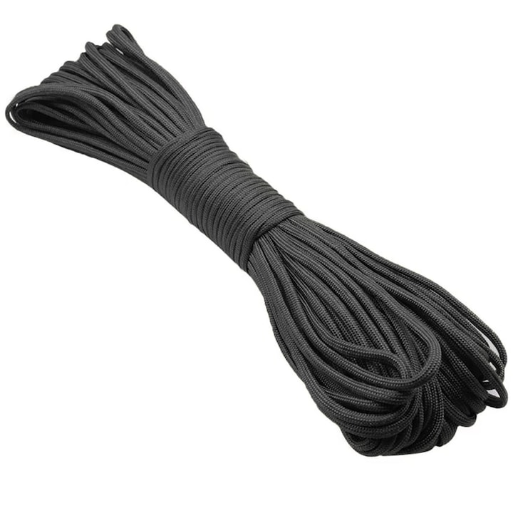 Fonott kötél, Axroad Mall, Kötélhossz 31m, Átmérő 4mm, Belső kábelösszetétel hét szálral, Sátorzsinórhoz, ruhakötélhez, kültéri kötözőkhöz, Polipropilén, Fekete