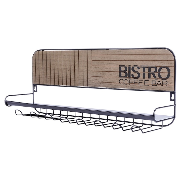 Univerzális polc, Vilde, 48x12x20 cm, Konyhához, Fa/Fém, Barna/Fekete