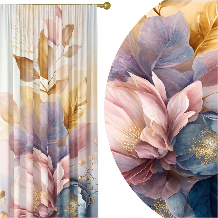 Draperii gata confectionat, HomeView, ZAS142, Rejansa, 100% Poliester, 180G/M2, Simpla, Multicolor, 140x230 cm