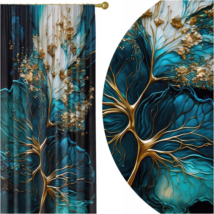 Draperii gata confectionat, HomeView, ZAS146, Rejansa, 100% Poliester, 180G/M2, Simpla, Multicolor, 140x230 cm