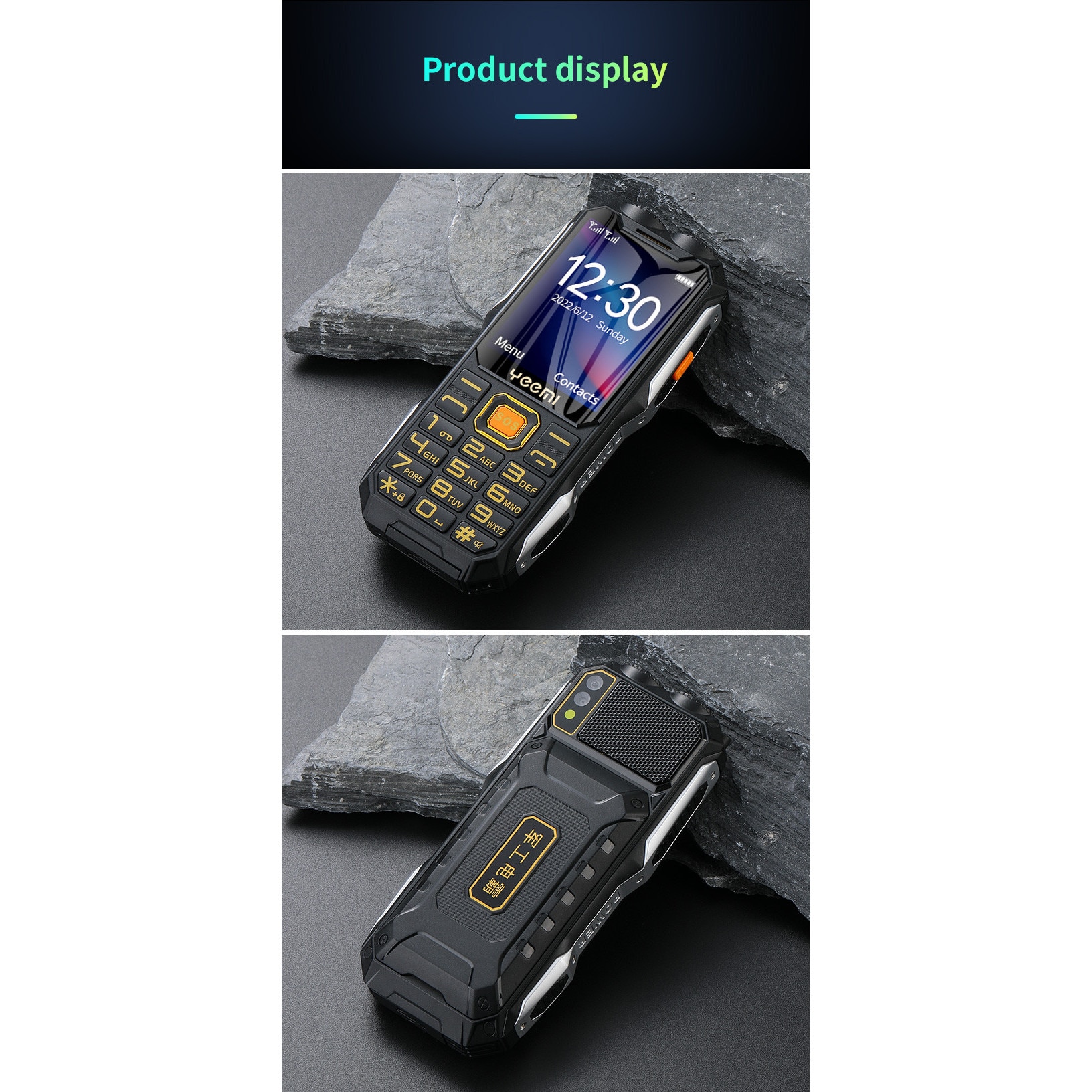 Telefon Mobil Q8-1, Butoane Mari, Lanterna Dubla, Dual SIM, Negru