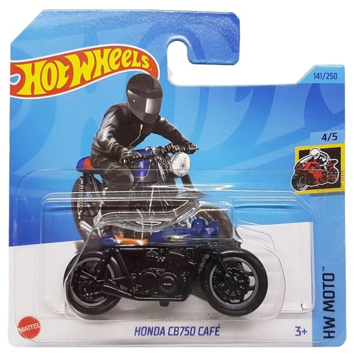 Метален мотоциклет Hot Wheels Honda CB750 Cafe, HW Moto Collection - Edition 2023, Син, 1:64