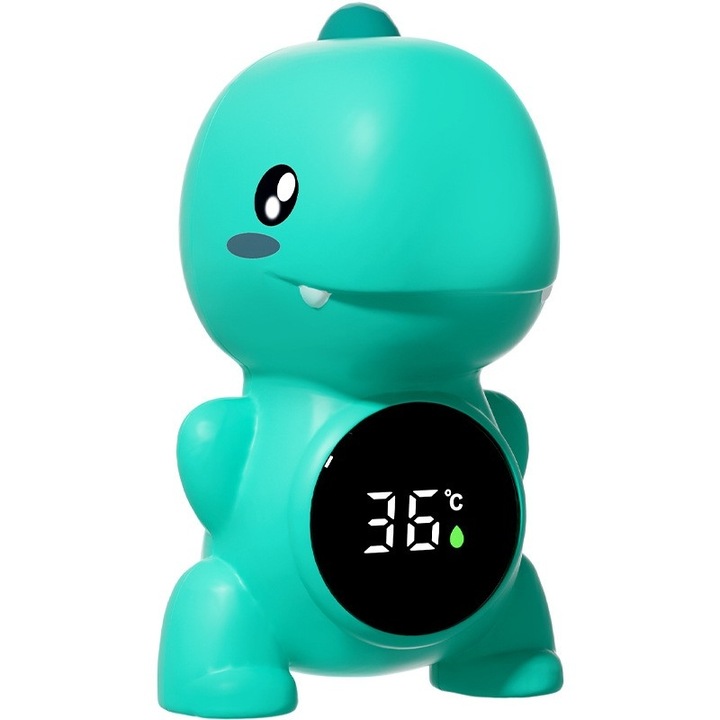 Termometru Electronic Led Pentru Baie, Plutitor, Rezistent La Apa, 3 Trepte de Temperatura, Dinozaur, 12x7cm, Verde, Avaleea