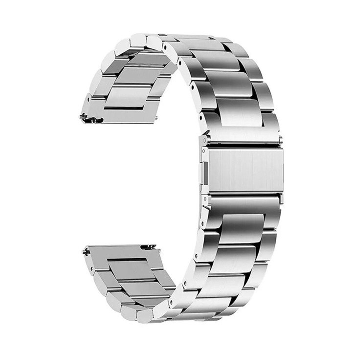 Curea Ceas SmartWatch pentru Garmin Vivoactive 4S, OPTIM SOLUTION, Chain Link Stainless Steel Strap, Premium Metal Design, Comfy to Wear, Prindere Inteligenta, Rapid de Atasat, Argintiu