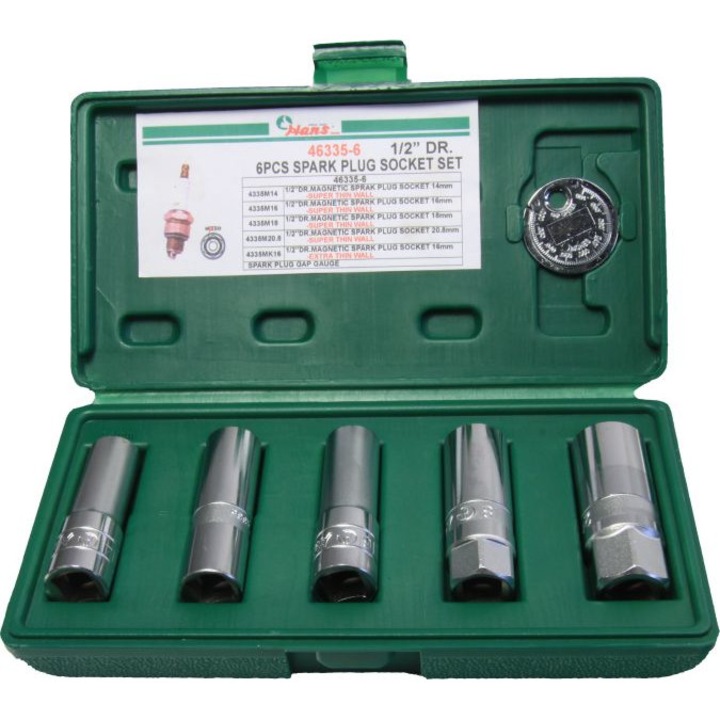 Комплект от 5 магнитни гаечни ключове HANS, ръкохватка 1/2 инча, отвор на ключа 14, 16, 18, 16, 21 mm