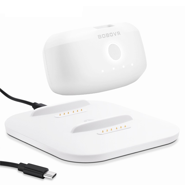BOBOVR BD2-1 kettős töltőállomás, mágneses csatlakozás, többszörös védelem, B2 akkumulátorokhoz, fehér