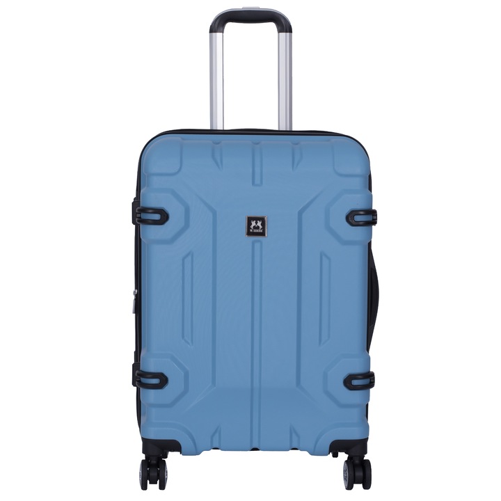 Troler marime L, 75x50x35 cm, Extensibil, 4 roti duble cu rotatie 360°, ABS rezistent, cu margini antisoc, Albastru deschis, 6819, W.ZCKISS