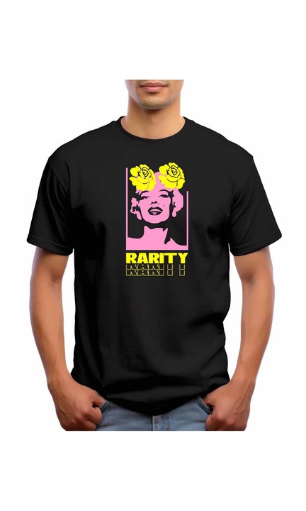 Bestcase Férfi mintás póló, Rarity Girl, pamut, kerek nyakú, NB731, Fekete