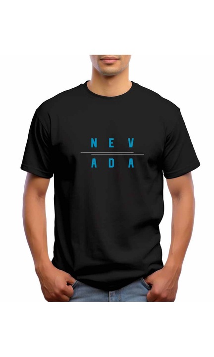 Bestcase Férfi mintás póló, Nevada, pamut, kerek nyakú, NB755, Fekete