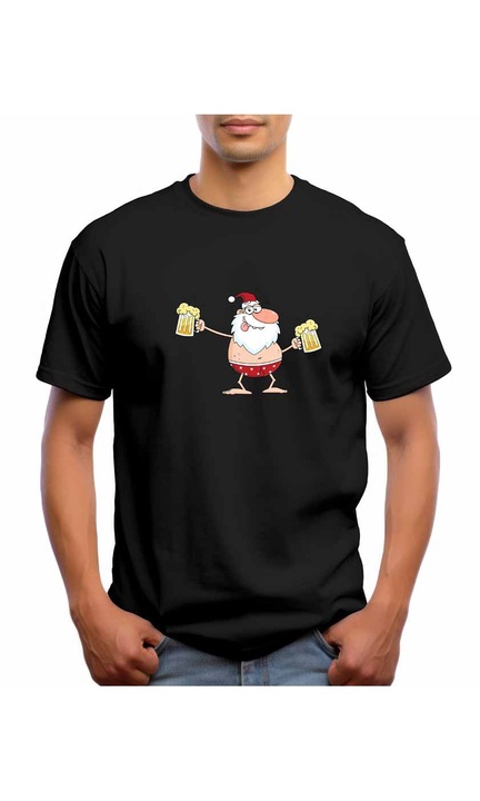 Bestcase Férfi mintás póló, snurf, pamut, kerek nyakú, NB793, Fekete