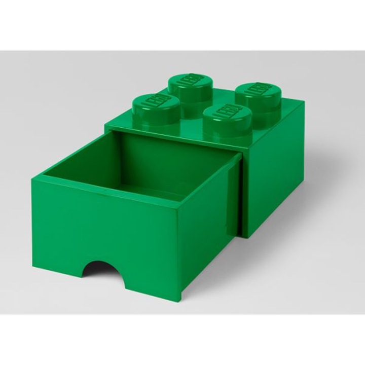 Cutie depozitare LEGO 2x2 cu sertar, verde