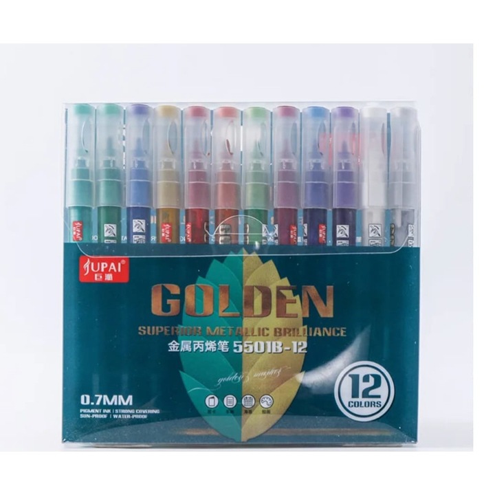 Set Markere Golden Superior Metallic Briliance 12 culori