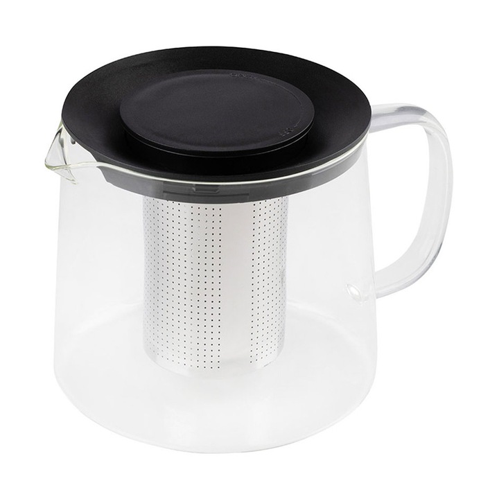 Стъклена кана за чай, кафе Shik, Цедка от нетъждаема стомана, Термоустойчиво стъкло, 1000 мл