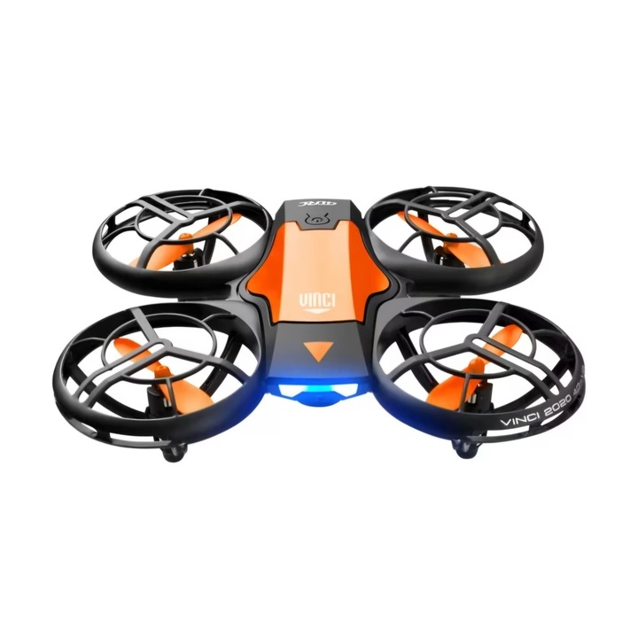 Дрон за начинаещи, 4DRC V8 Vinci Mini, 1080p резолюция, GPS, предаване на живо WI-FI, полет до фиксирана точка, оранжев