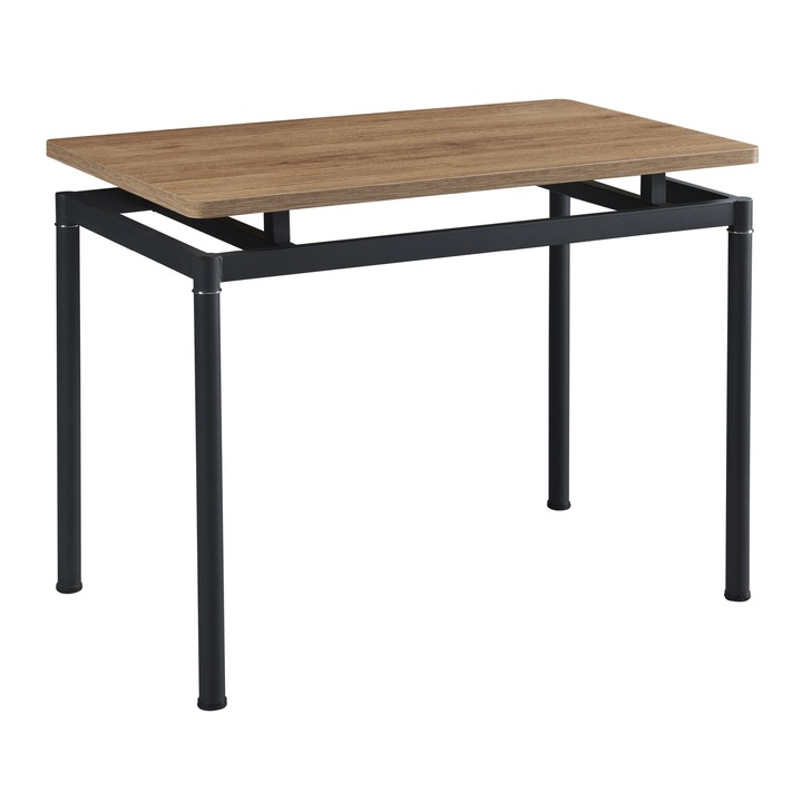 Masa bucatarie, en.casa, PXAT-3633 Hemnes, 100 x 60 x 75 cm, mdf, otel, efect lemn stejar, negru