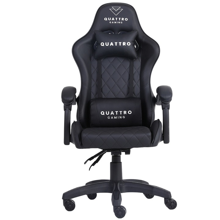 Scaun Gaming Quattro Gaming, Zenga, negru, reglare spatar