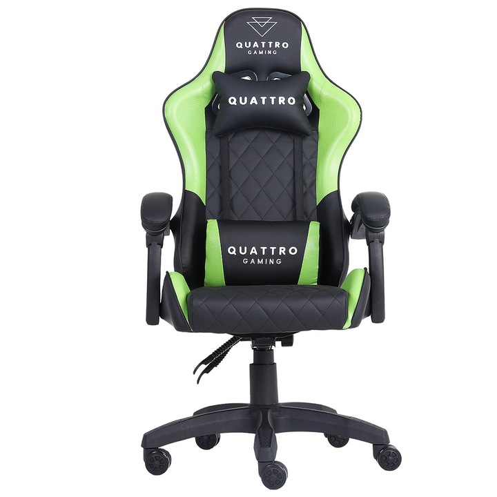 Scaun Gaming Quattro Gaming, Zenga, negru - verde, reglare spatar