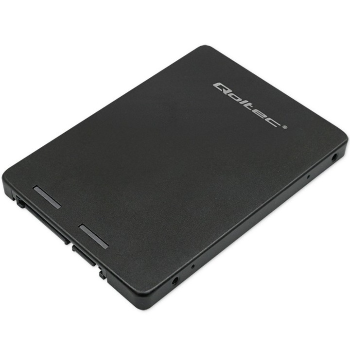 Алуминиев Адаптер за Диск M.2 SSD, Qoltec, SATA NGFF към SATA III, 2TB, Супер скорост 6Gb/s, Черен
