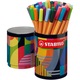 Fineliner Stabilo Point 88, 0.4 mm, 45 culori / set, suport pahar metalica