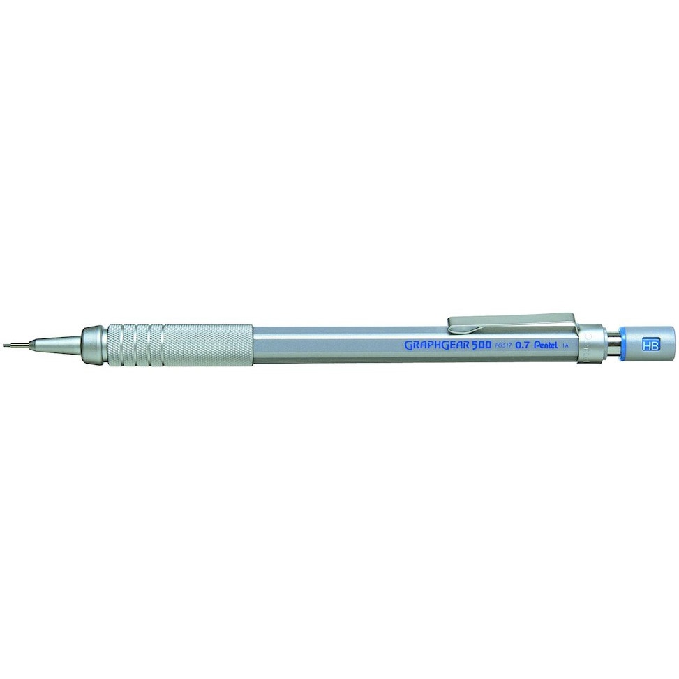 Creion mecanic Pentel Graphgear 500, 0.7 mm, corp metalic argintiu, bleu