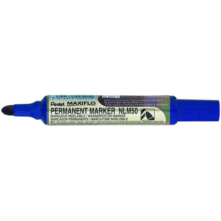 Перманентен маркер Pentel Maxiflo NLM50, Кръгъл връх, 6 мм, Син