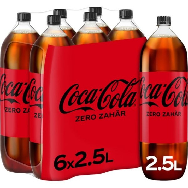 Bautura Carbogazoasa 6 x 2.5 L, Coca Cola zero zahar