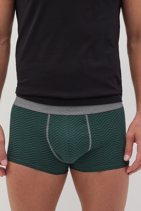 OVS, Boxeri din bumbac cu model, Verde/Gri inchis, 2XL