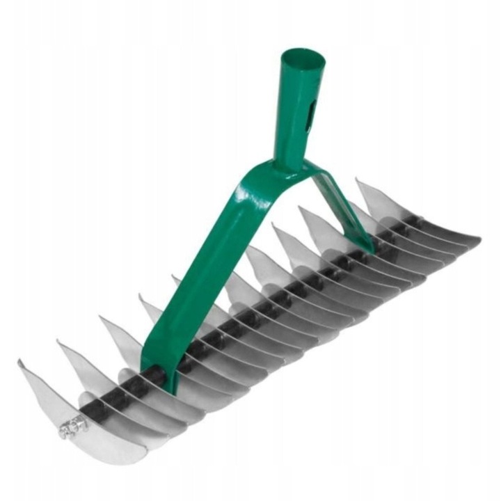 Scarificator / Aerator manual pentru gazon, Decortrend, 36 x 13 x 22 cm, Verde / Argintiu